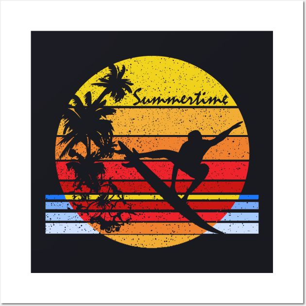 Summertime Surfing Vintage Wall Art by DARSHIRTS